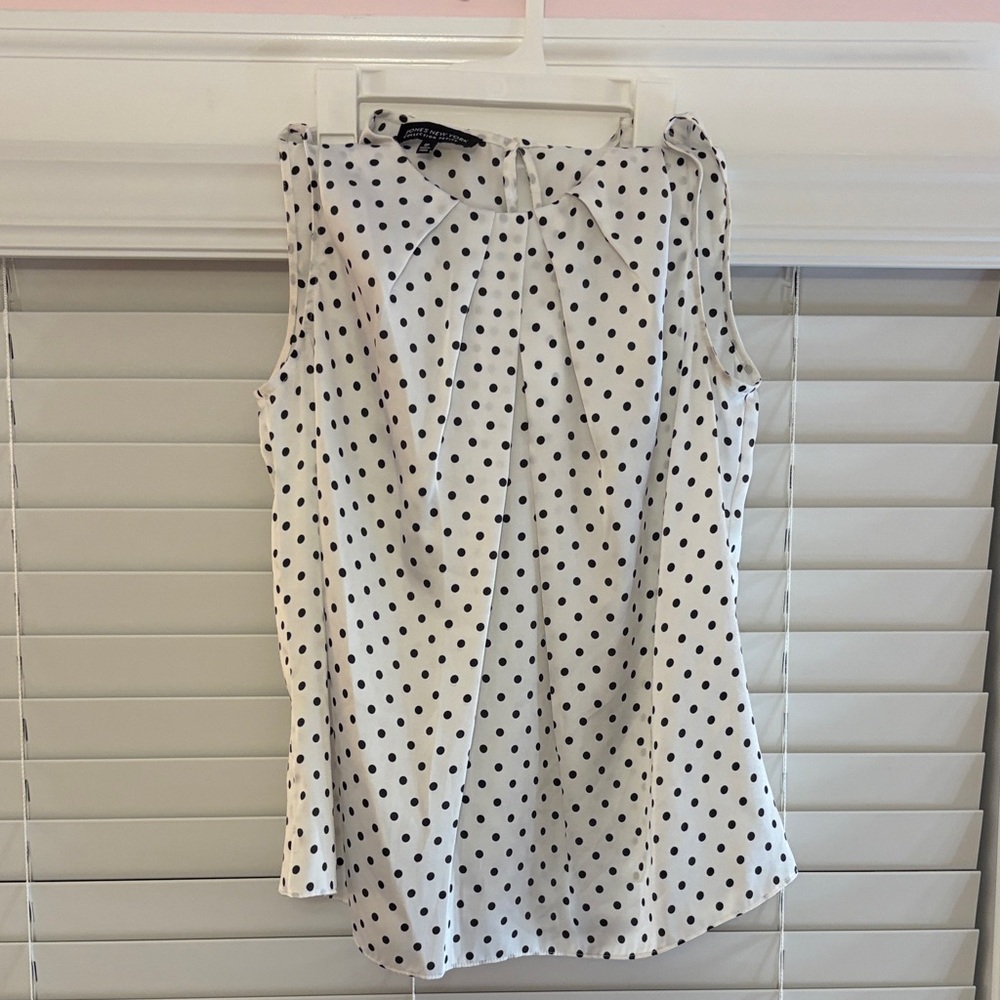 Jones New York Black and White Polka Dot Blouse